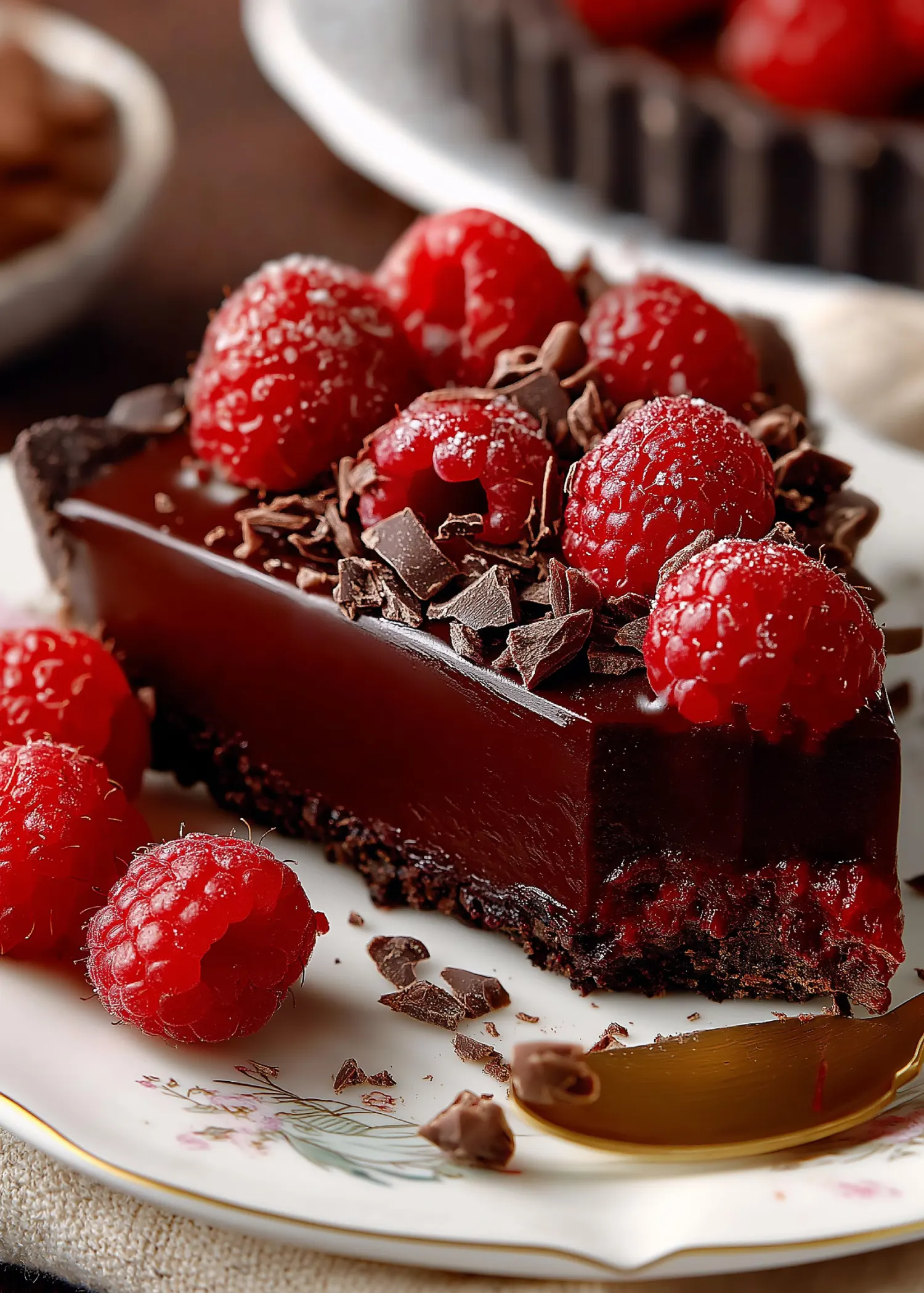 dark-chocolate-raspberry-tart-2 Step-by-step guide to making a dark chocolate raspberry tart with cocoa crust, smooth ganache, and fresh berries