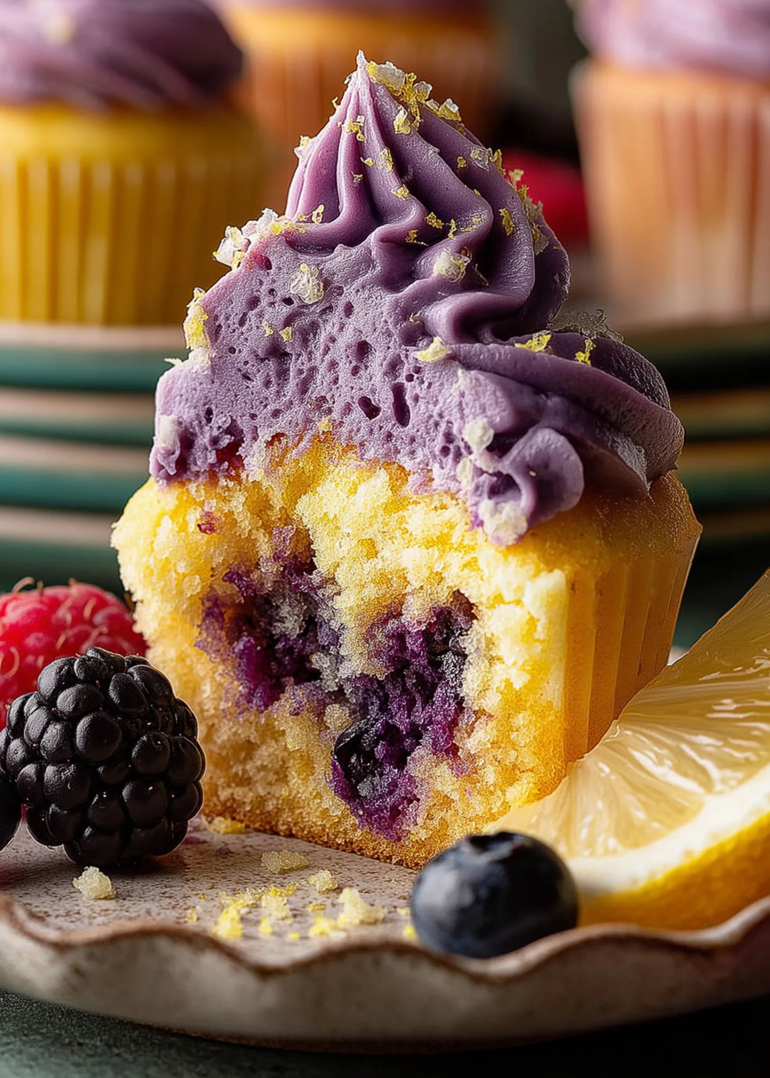 Lemon Cupcakes with Blueberry Buttercream Recipe