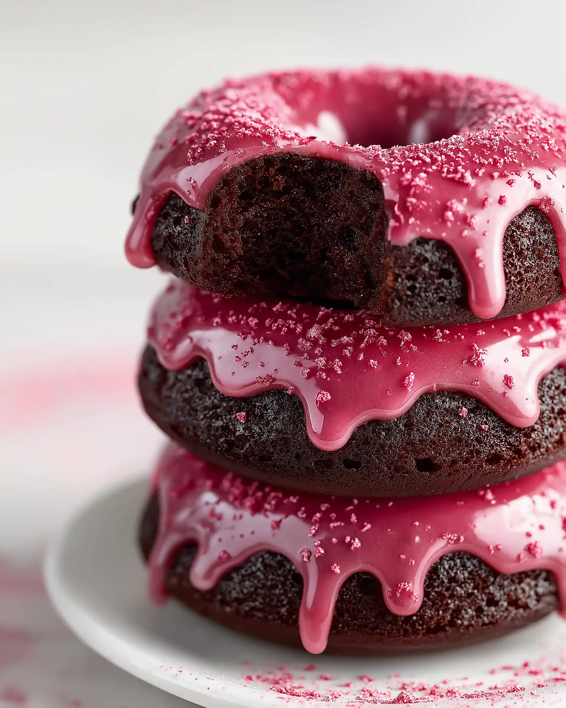 Baked Chocolate Donuts with Tart Raspberry Glaze Recipe