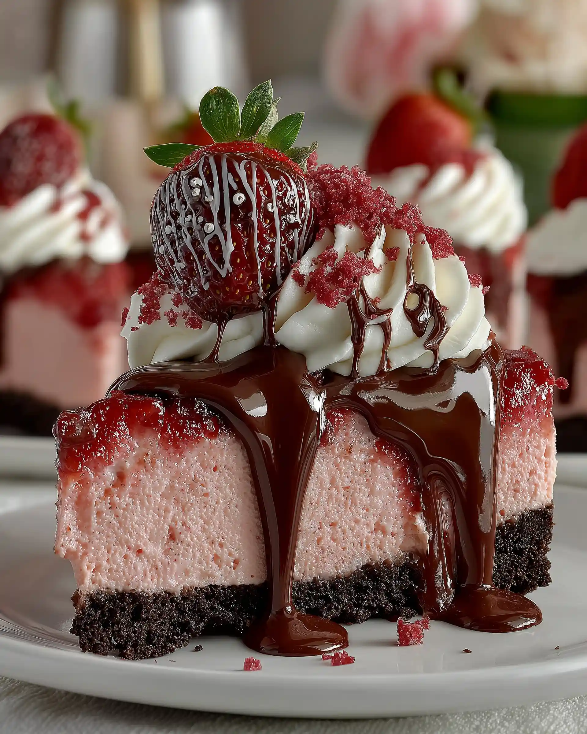 No-Bake Chocolate Strawberry Cheesecake Recipe (Vegan & Easy)