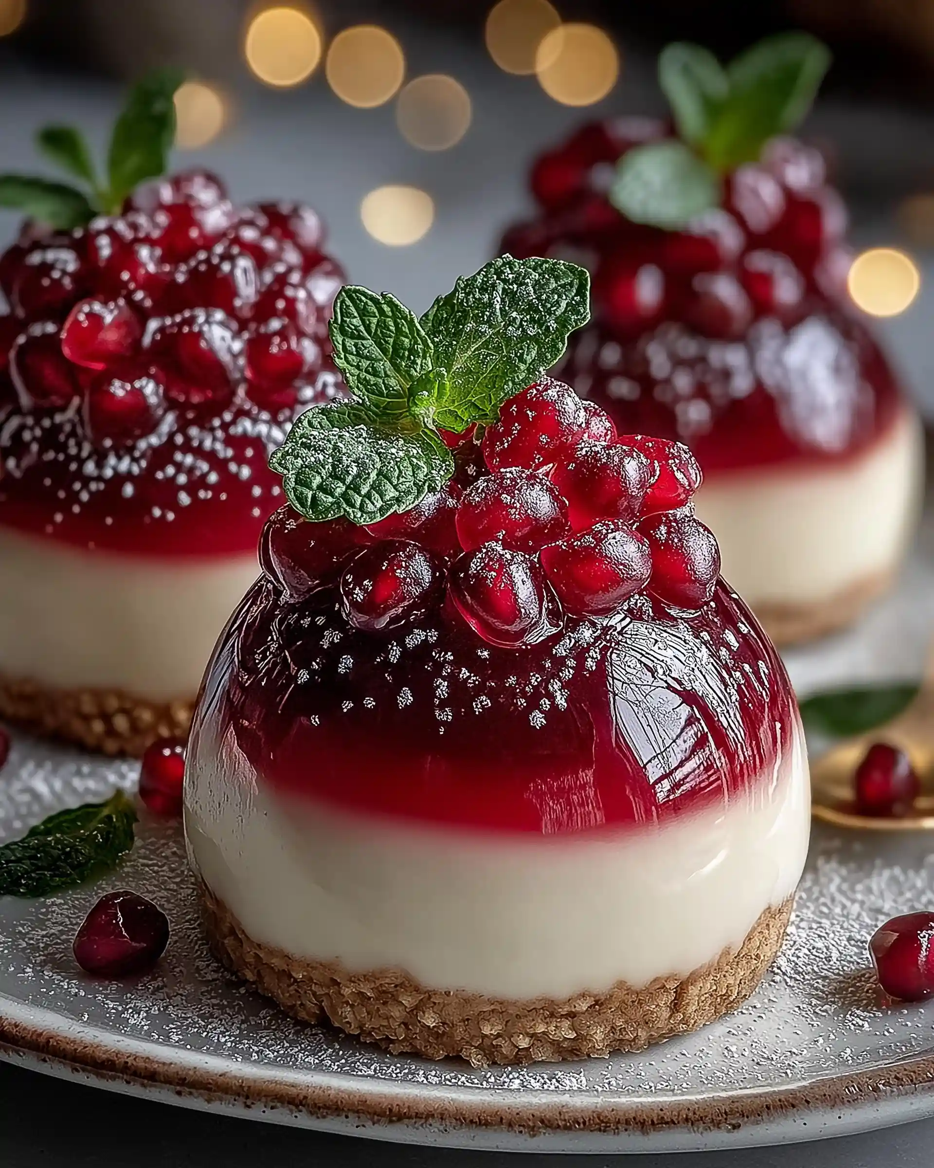 Pomegranate & Mint Cheesecake Domes Recipe