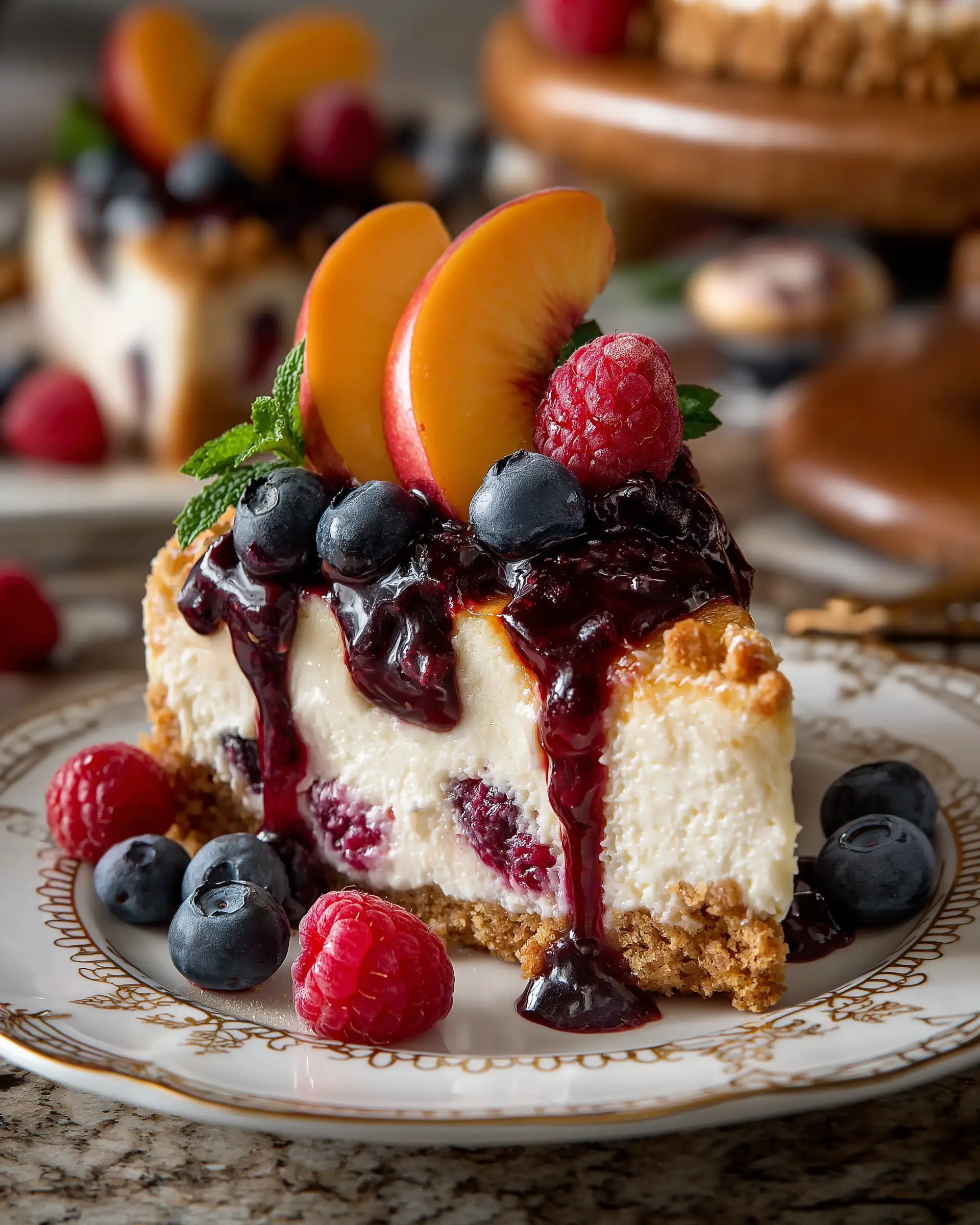 Summer Berry and Peach Cheesecake Recipe