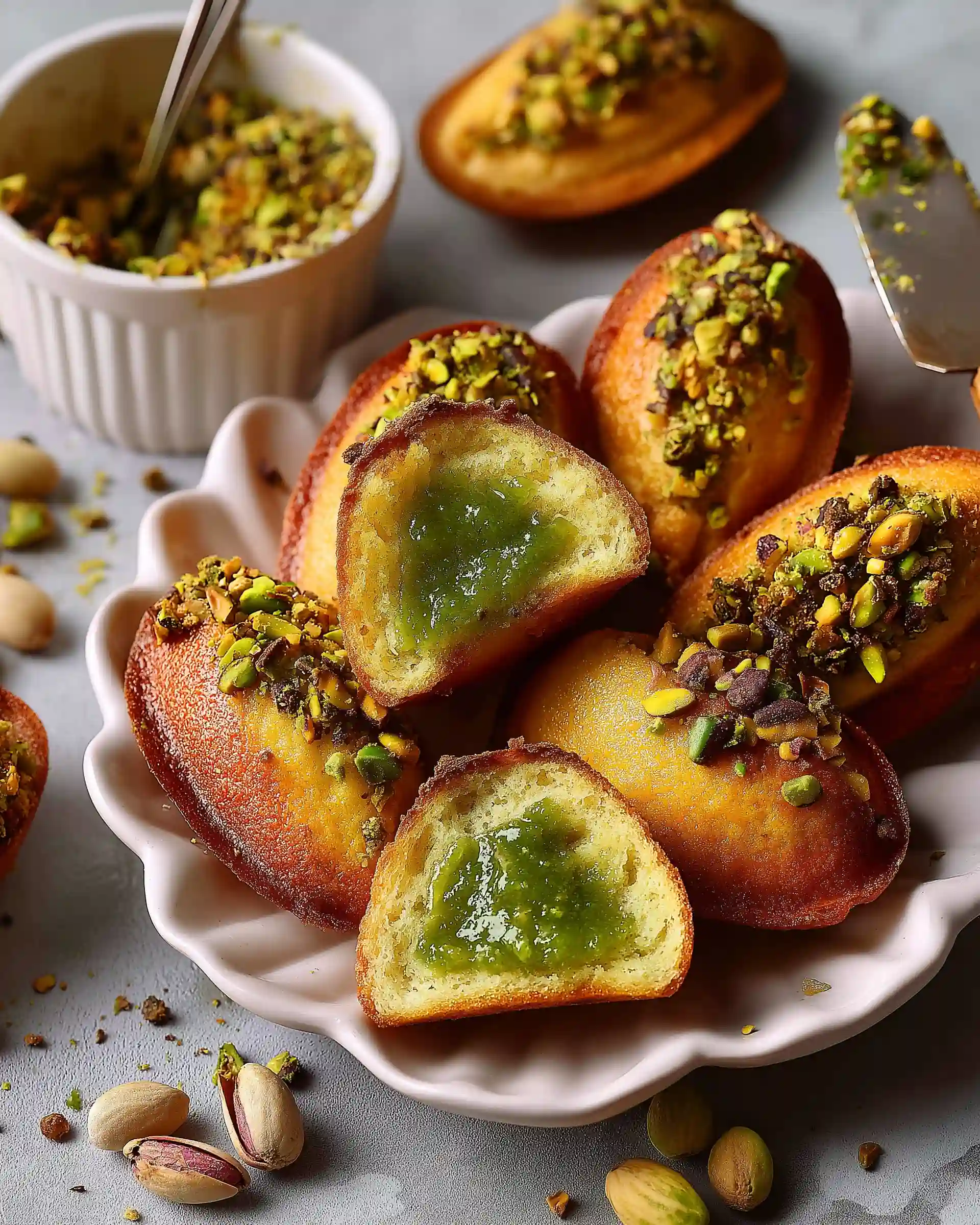 Pistachio Madeleines with Pistachio Ganache Recipe