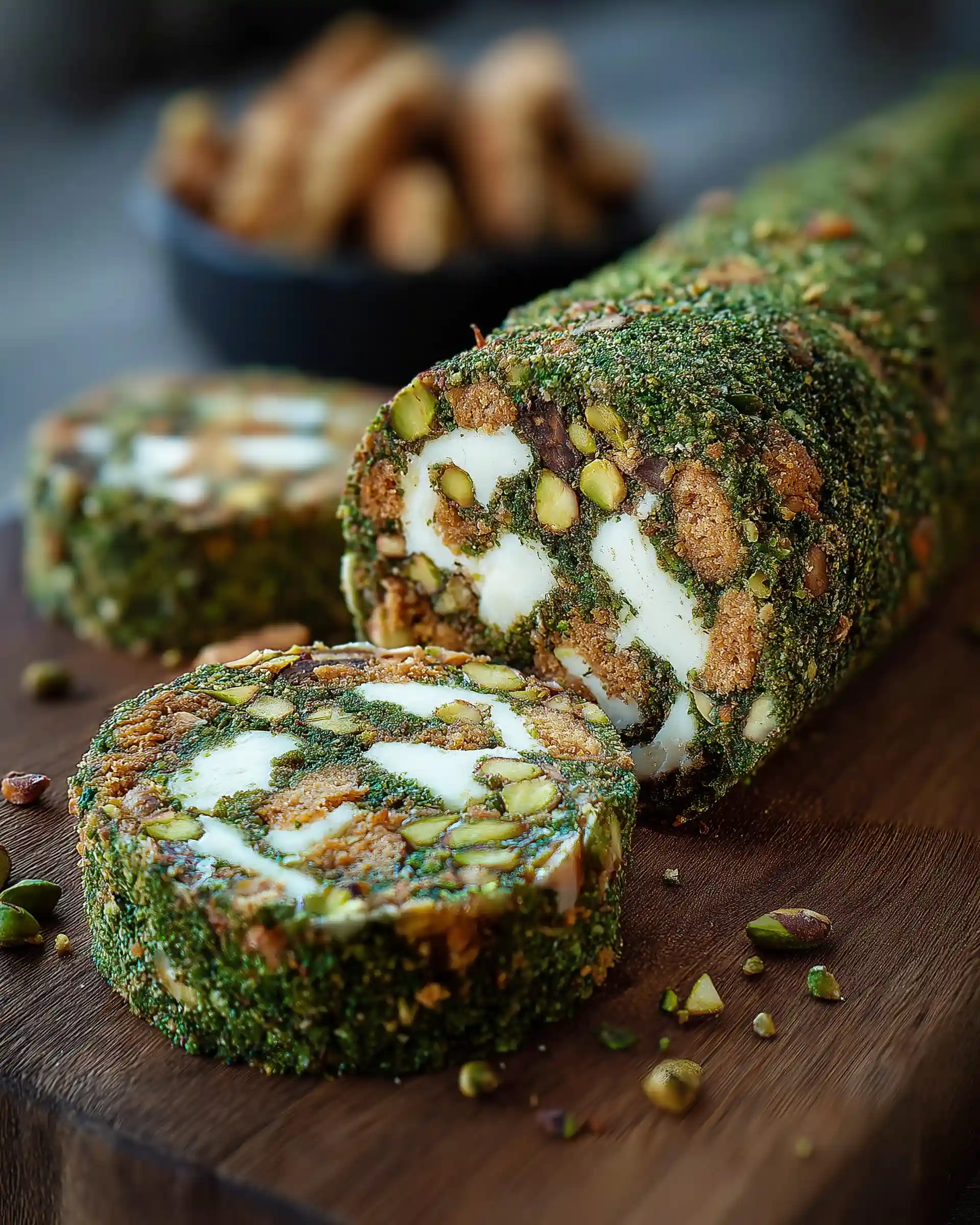 Pistachio Mosaiko: No Bake Pistachio Salami Delight