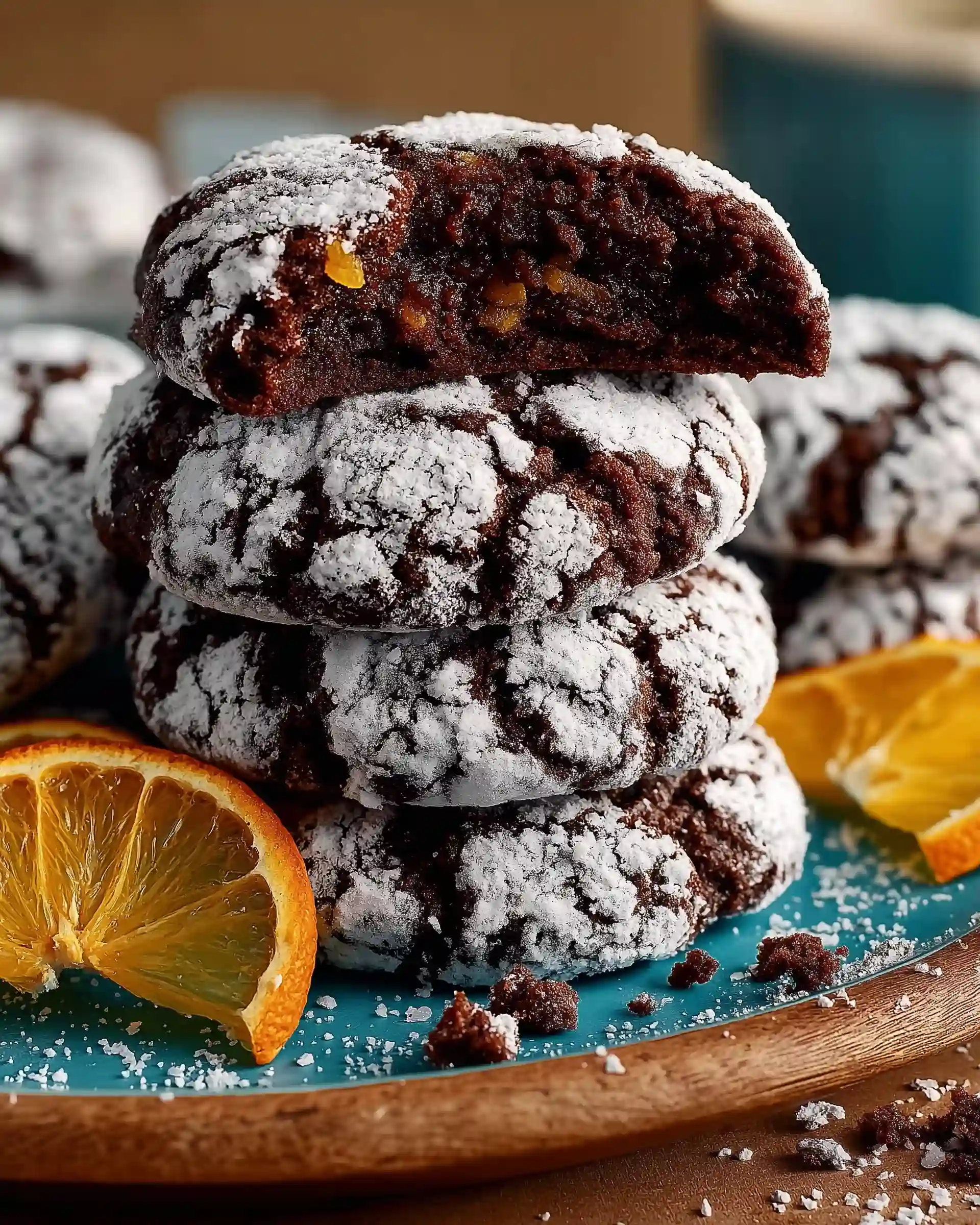 Dark Chocolate Pistachio Crinkle Cookies