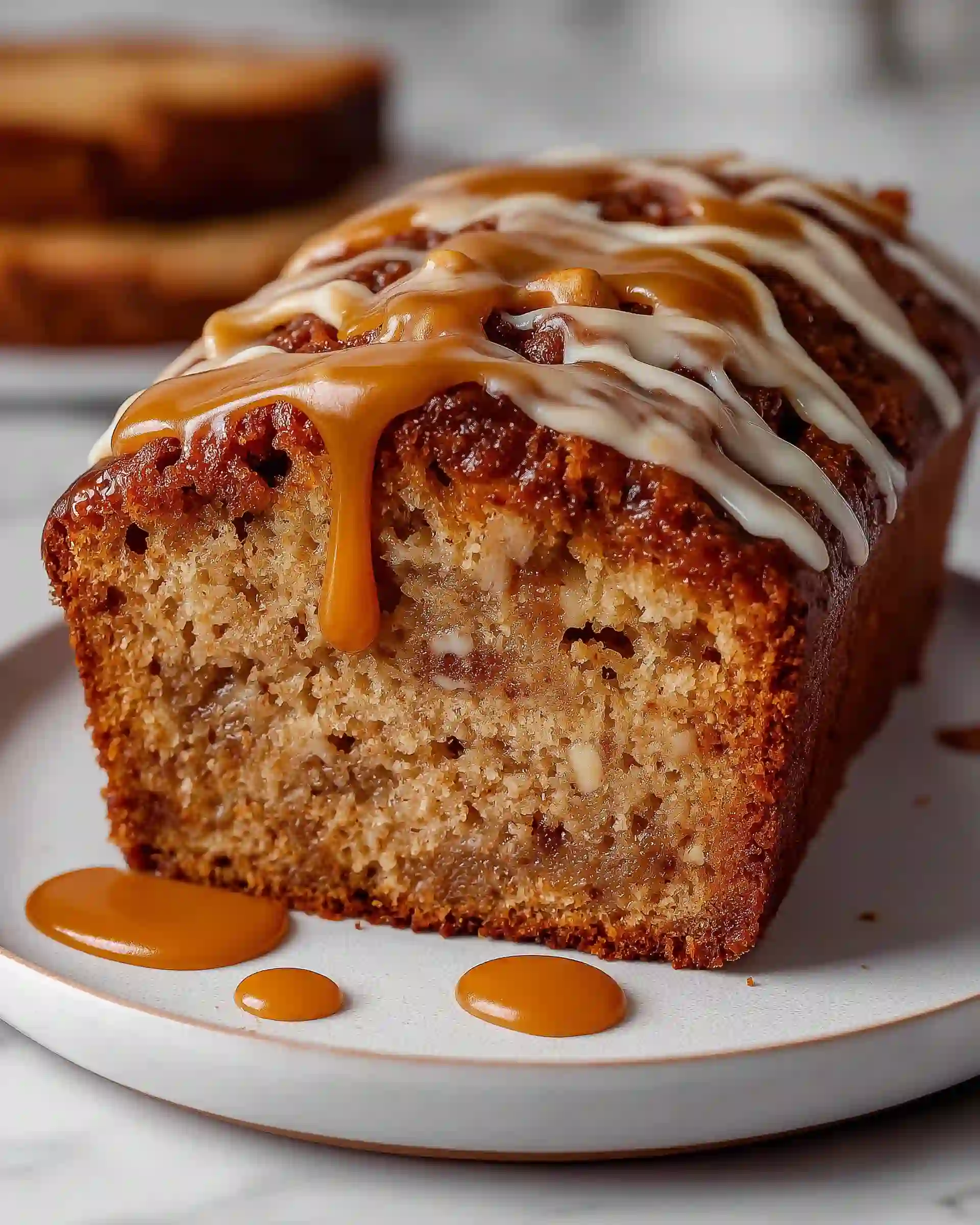 Brown Sugar Bread with Apple and Caramel Drizzle