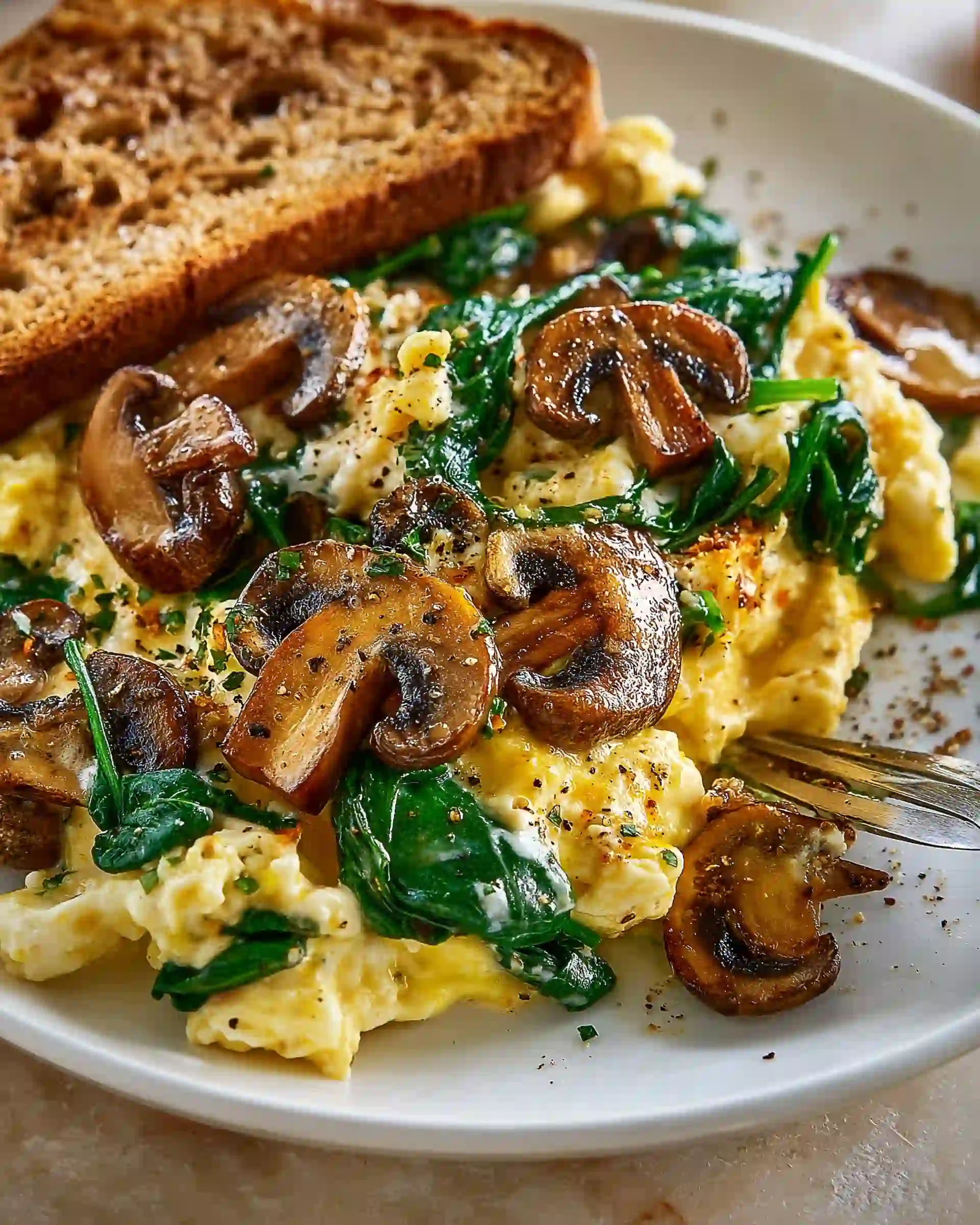 Mushroom and Spinach Scramble
