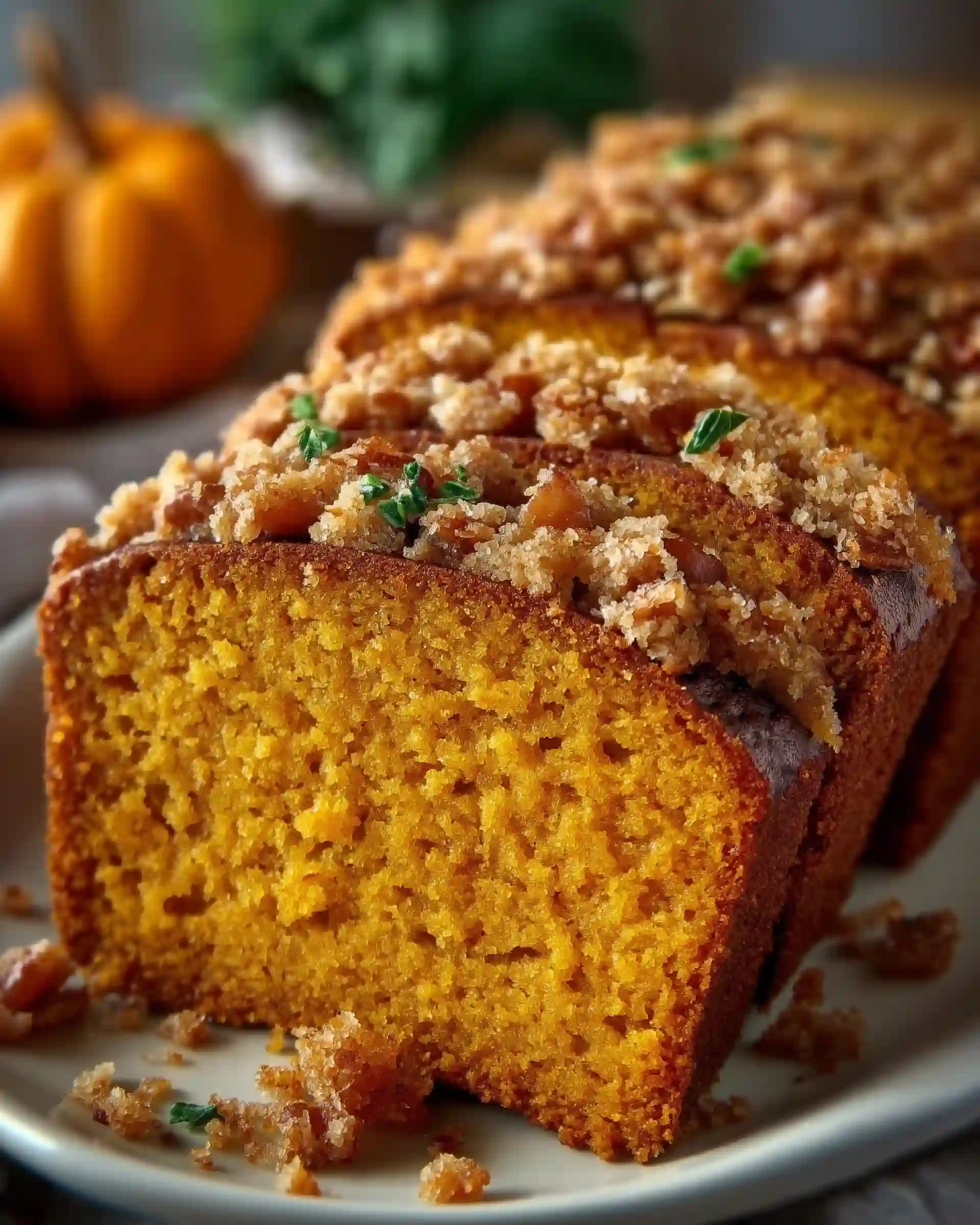 Pumpkin Bread with Brown Sugar Pecan Topping
