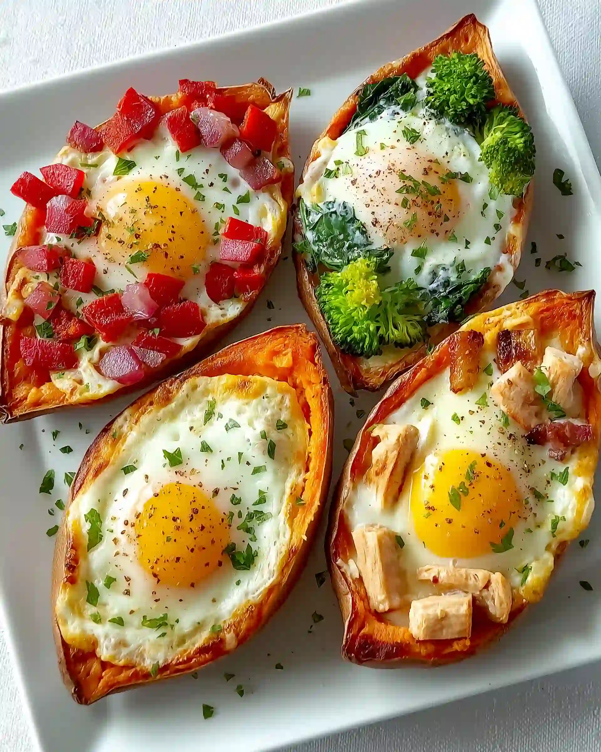 Baked Sweet Potato Breakfast Boats