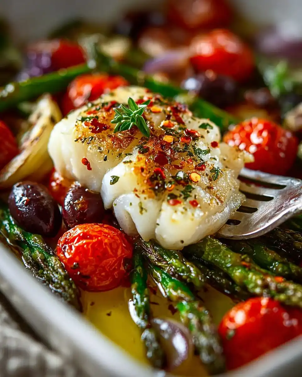 Baked Cod with Mediterranean Veggies
