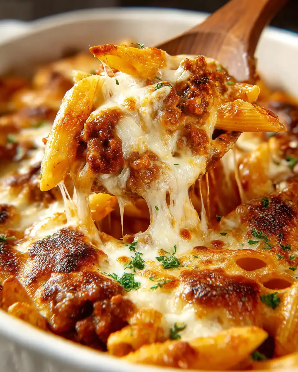 Baked Penne With Sausage Pasta & Cheese