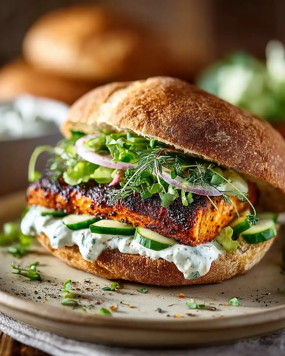 Blackened Salmon Sandwich With Bold Cajun