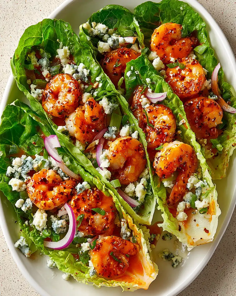 Buffalo Shrimp Lettuce Wraps