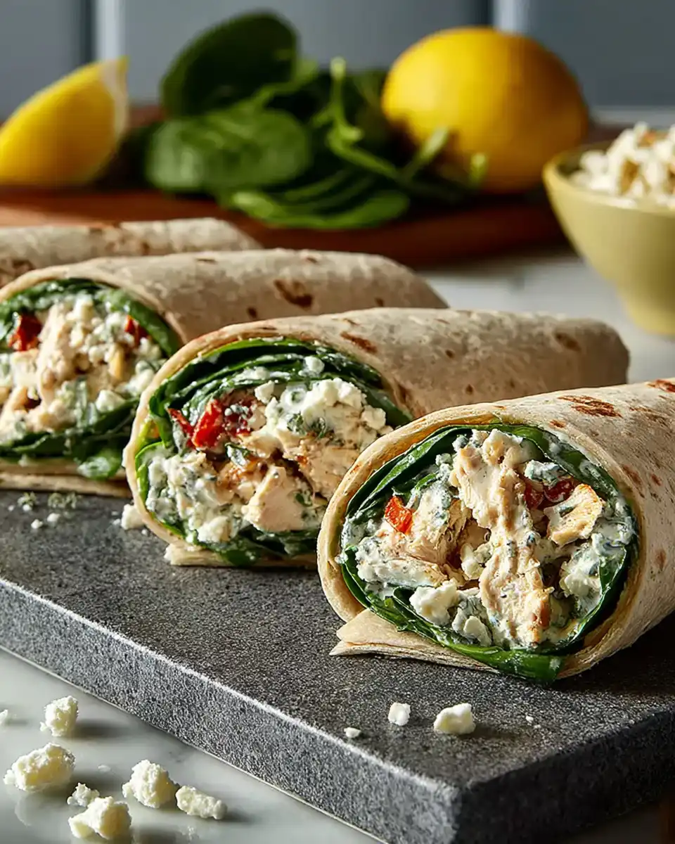 Chicken Spinach Feta Wraps