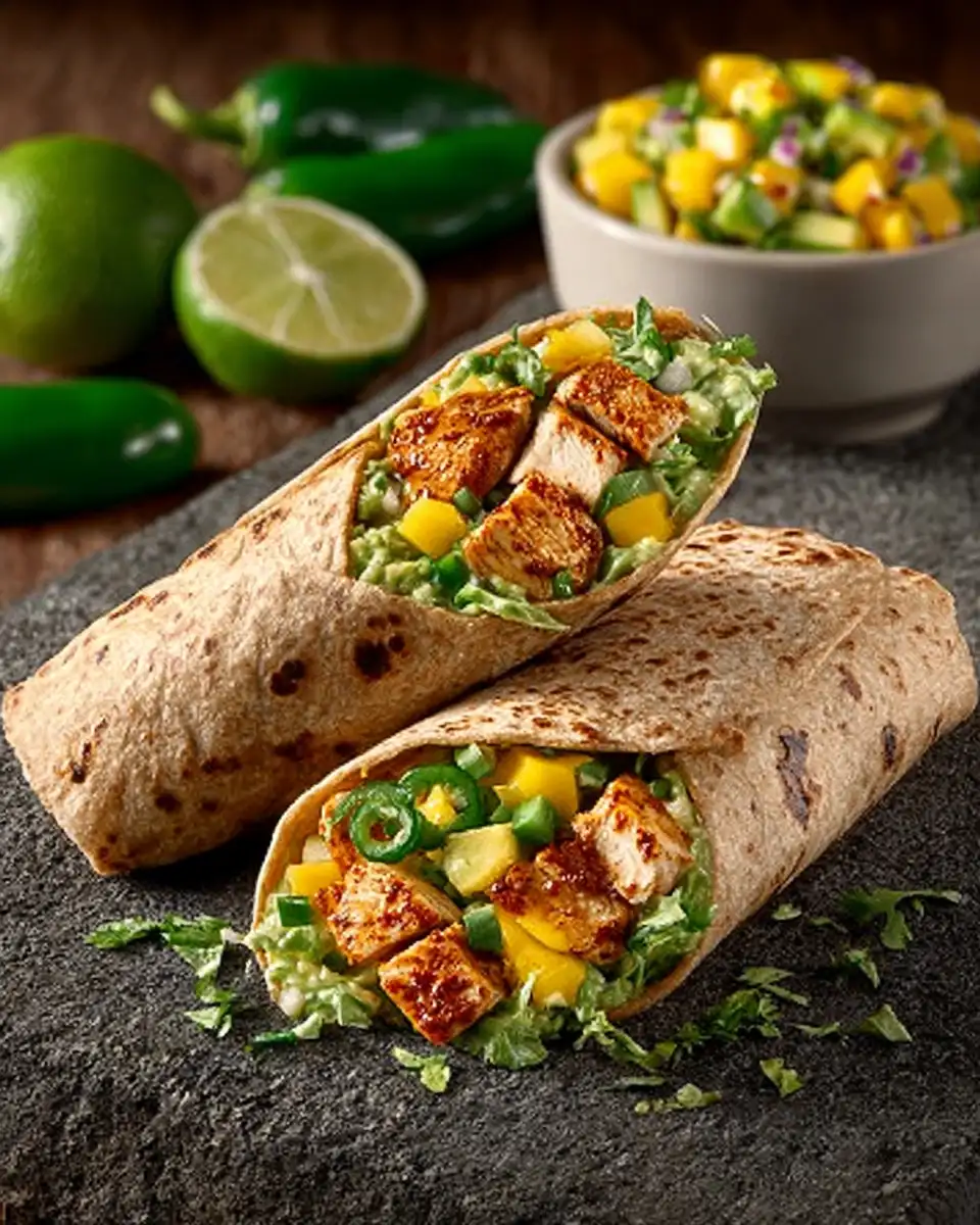 Chili Lime Chicken Wraps With Mango Avocado Salsa
