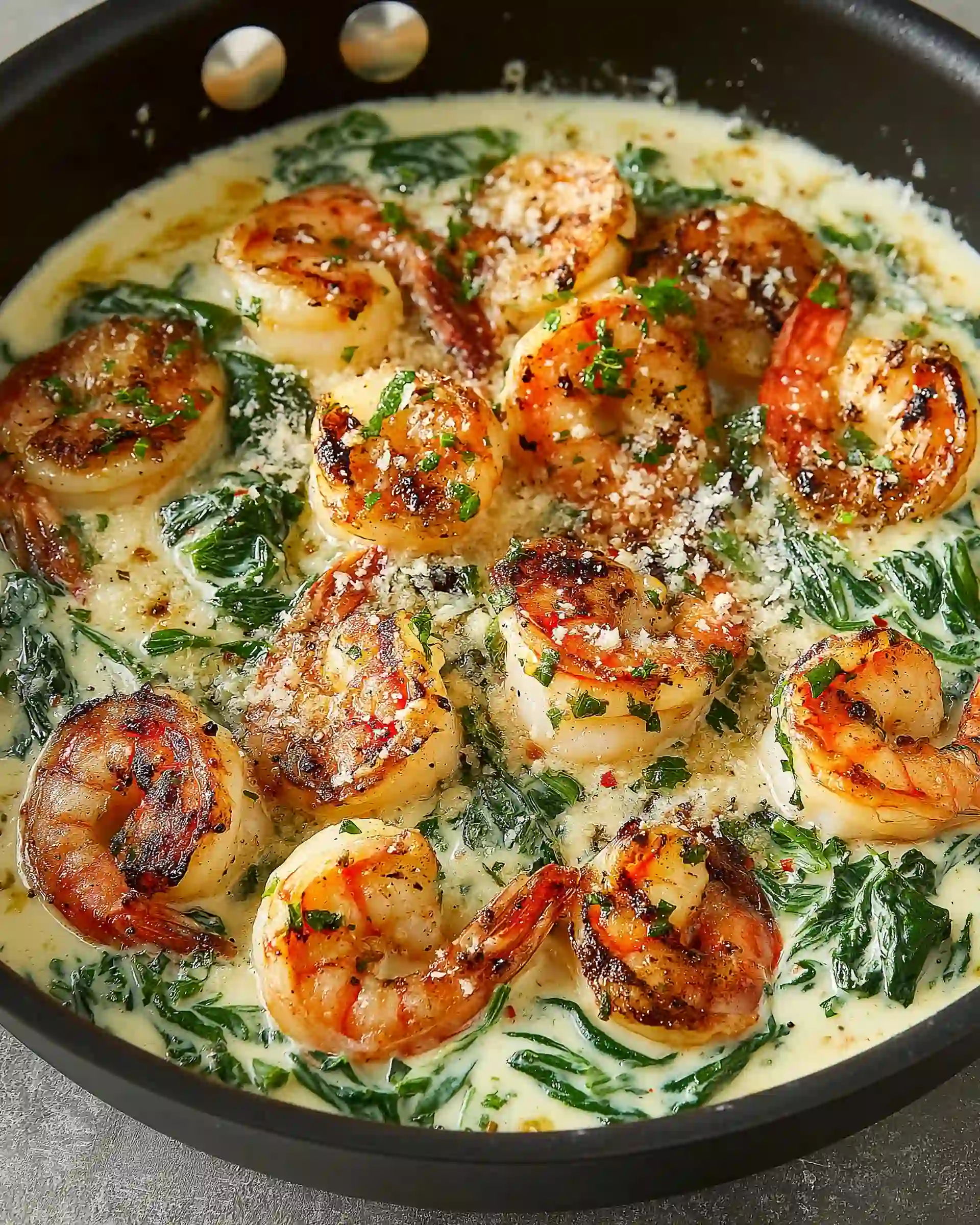 Creamy Garlic Shrimp with Spinach
