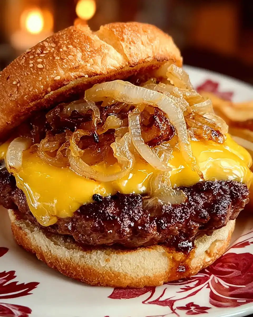 Creamy Onion Pan-Fried Burgers