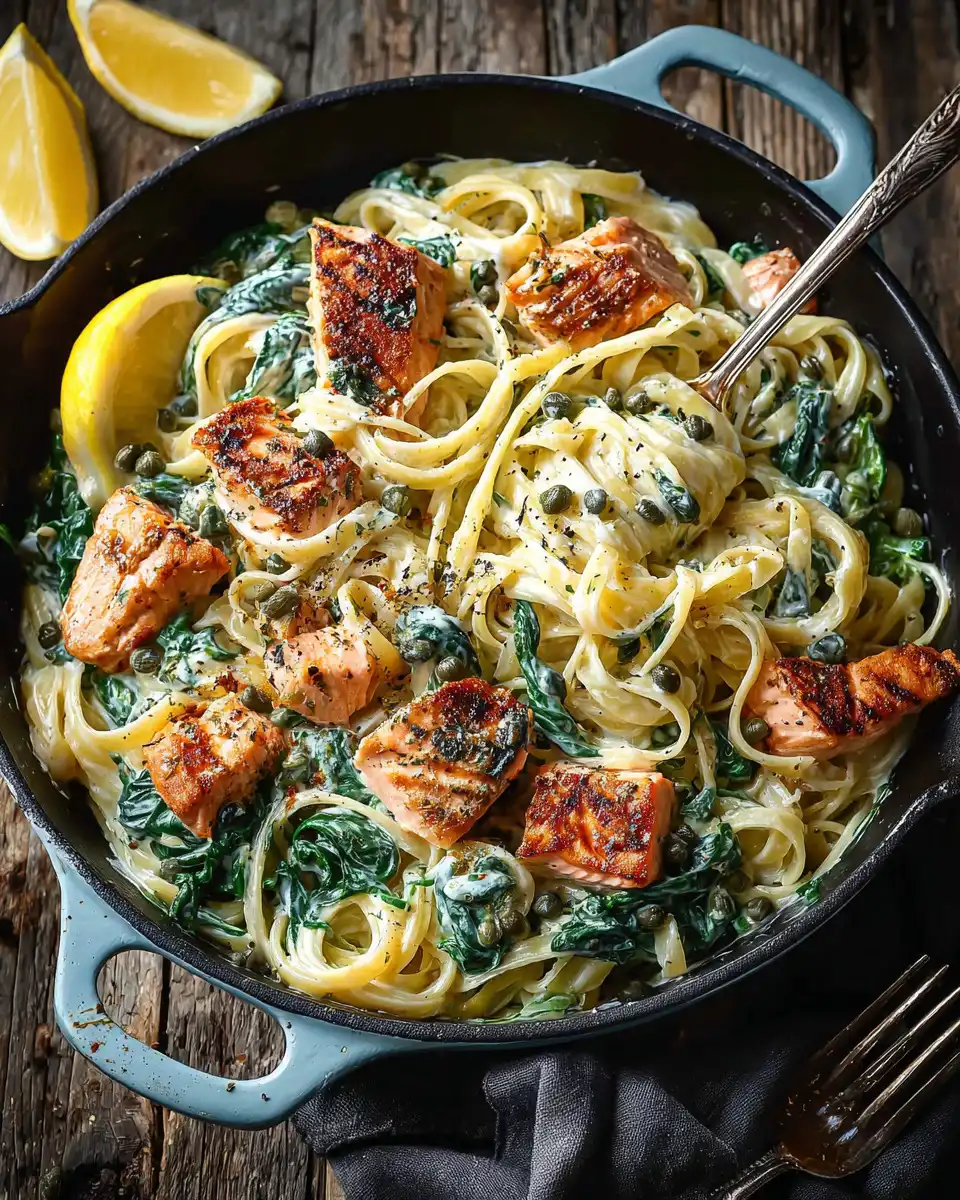 Creamy Salmon Pasta With Spinach