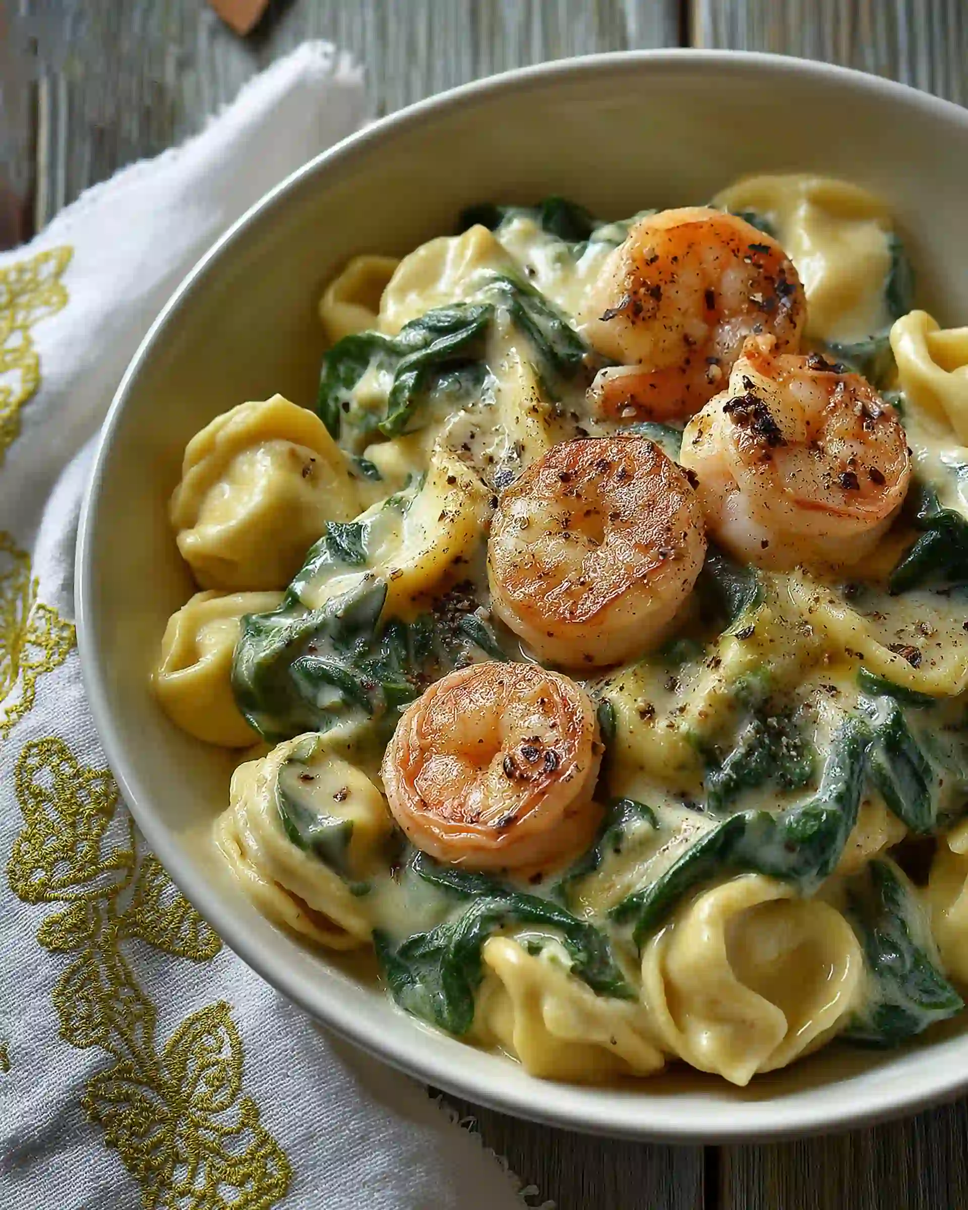 Creamy Shrimp and Spinach Tortellini