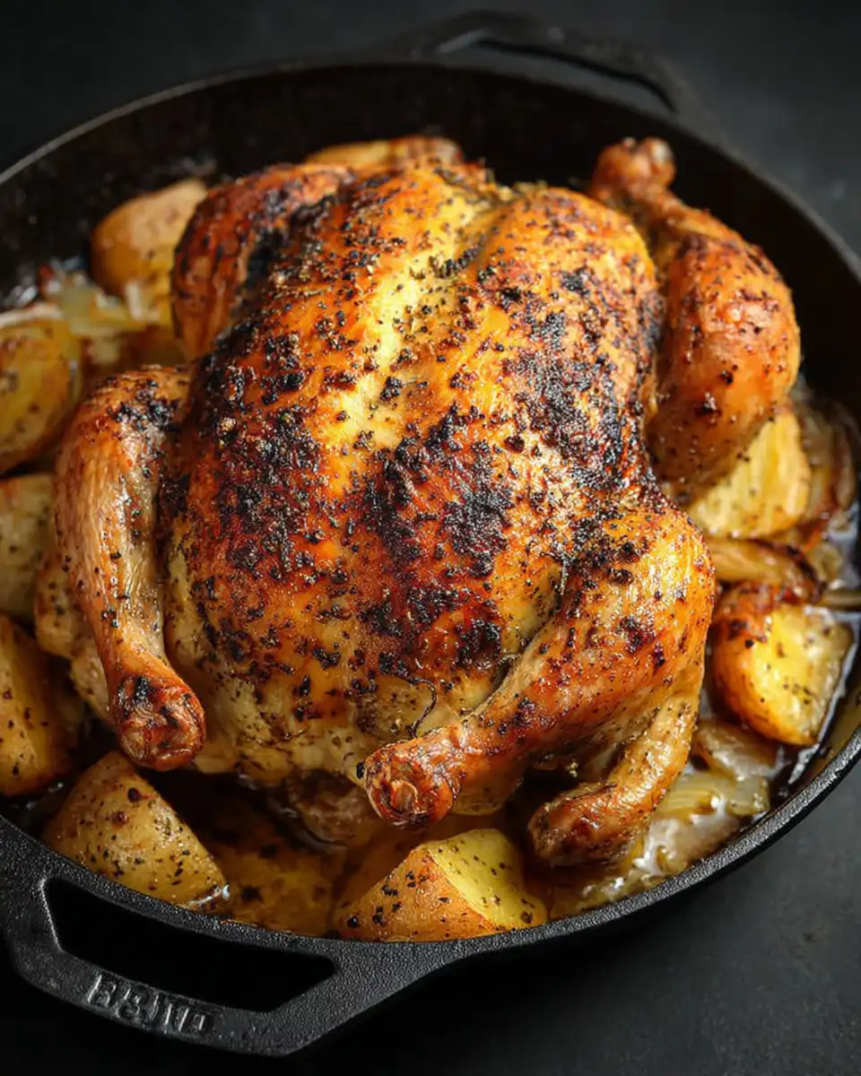 Easy Cast Iron Whole Roasted Chicken Recipe