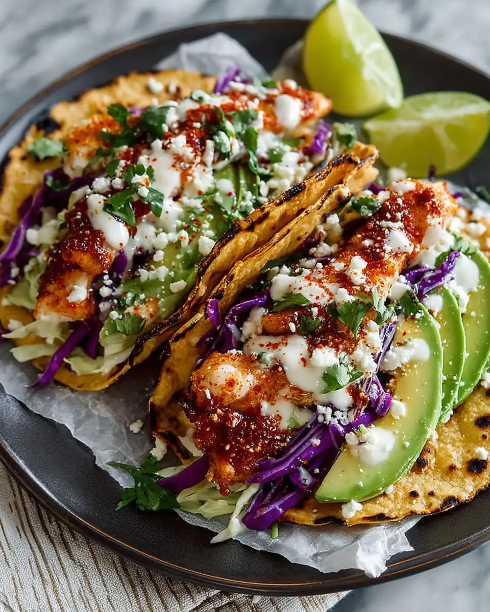 Fish Stick Tacos with Avocado Slaw