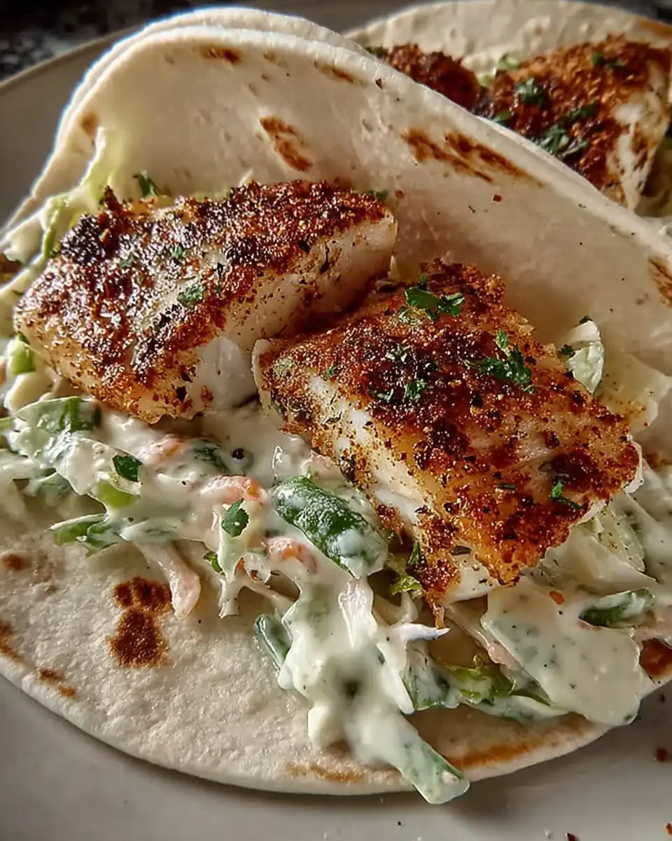 Fried Tilapia Tacos with Lime Slaw