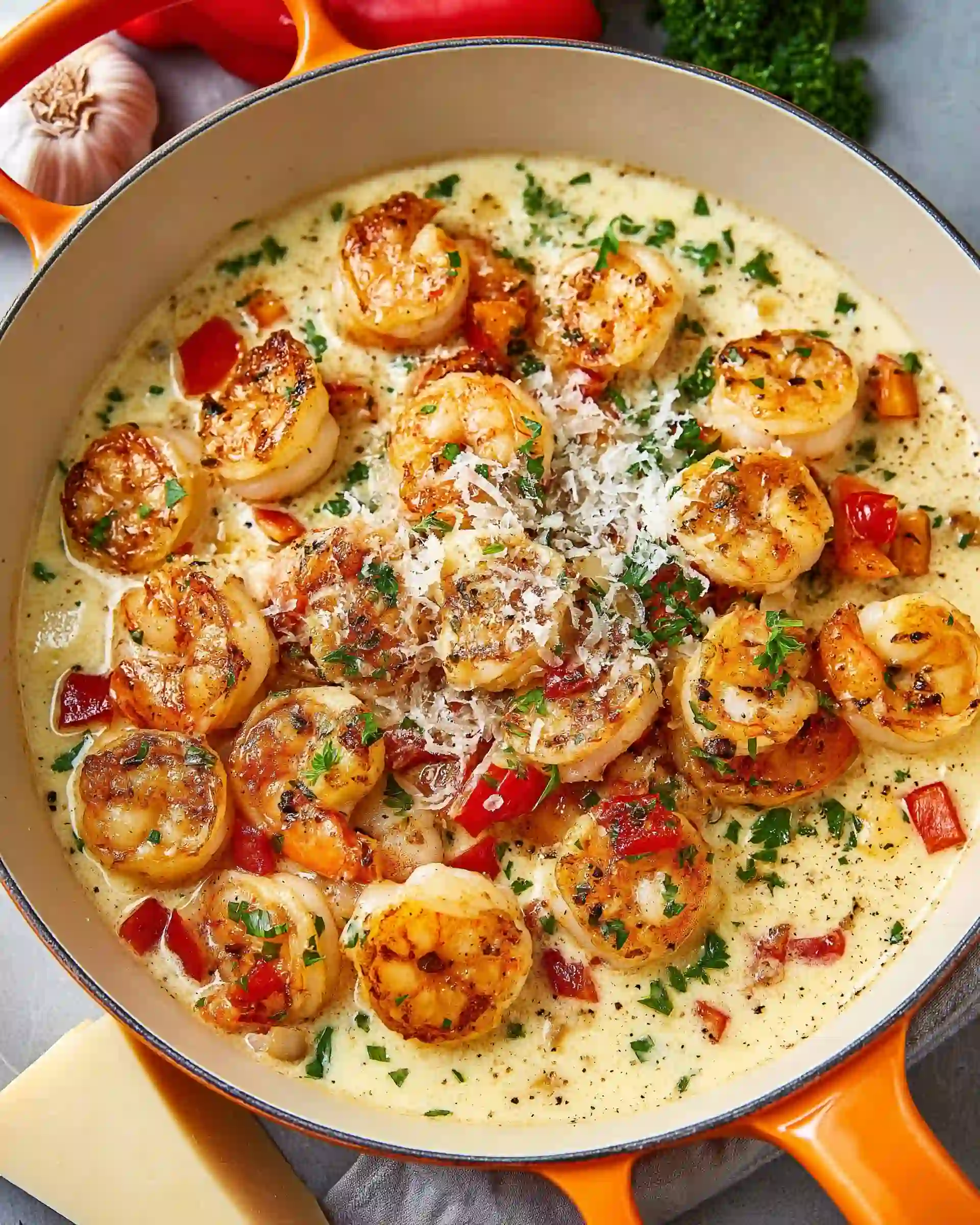 Garlic Cream Shrimp Skillet