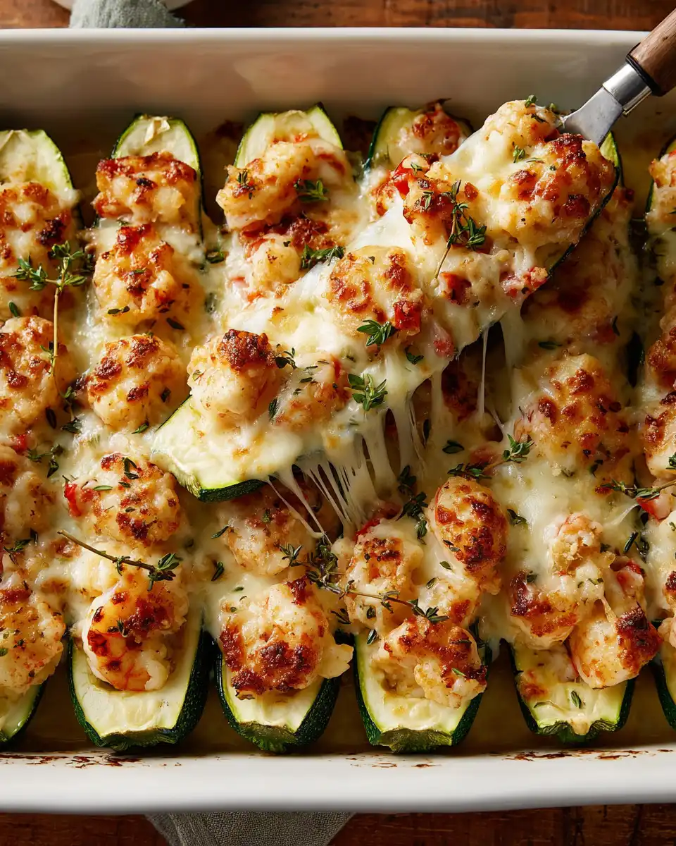 Garlicky Shrimp Zucchini Boats