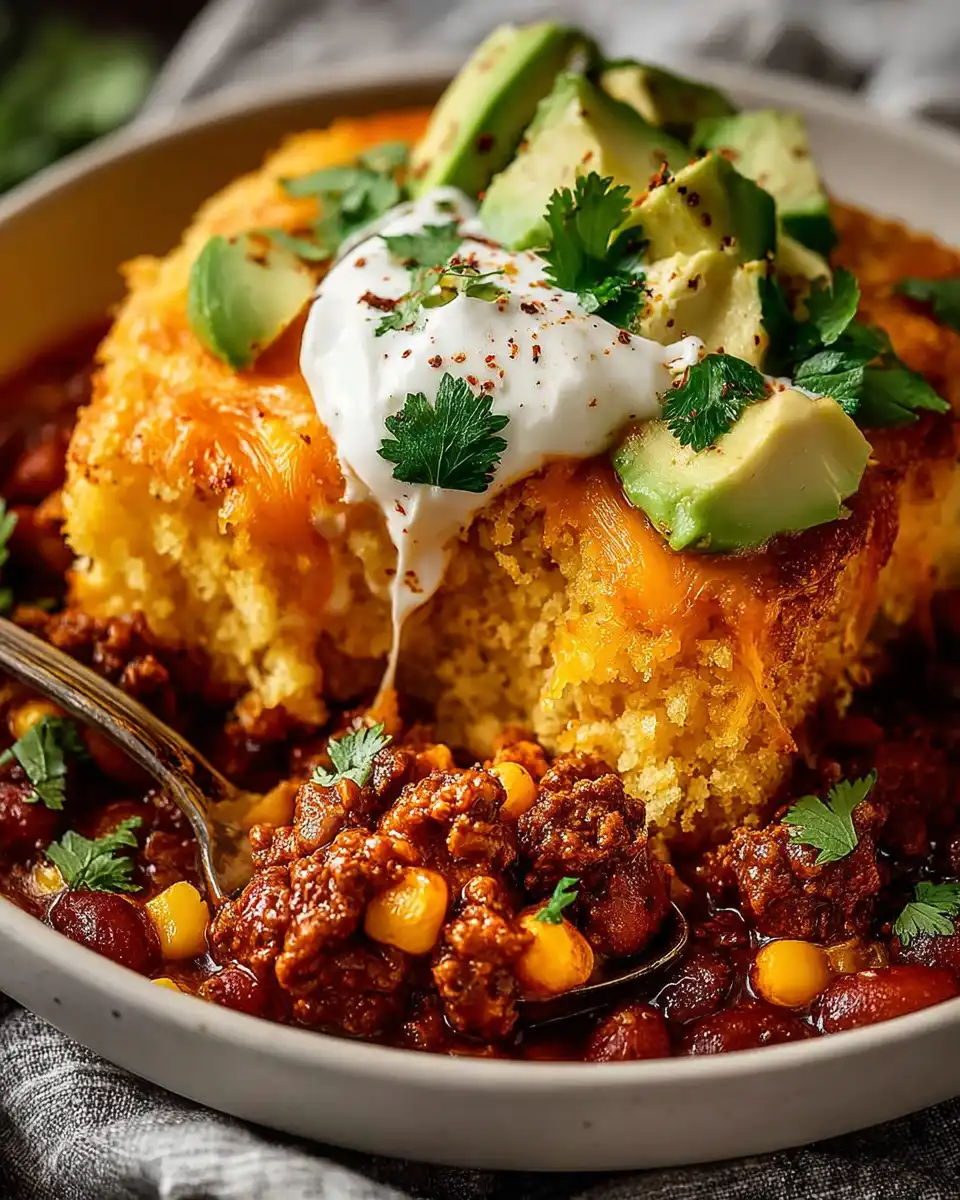 Ground Beef & Bean Chili with Cornbread