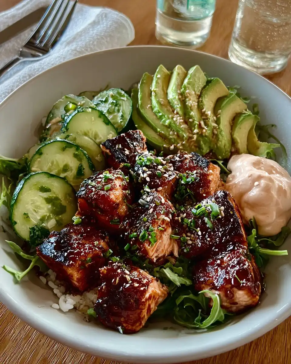 Honey-Soy Glazed Salmon Bowl With Avocado