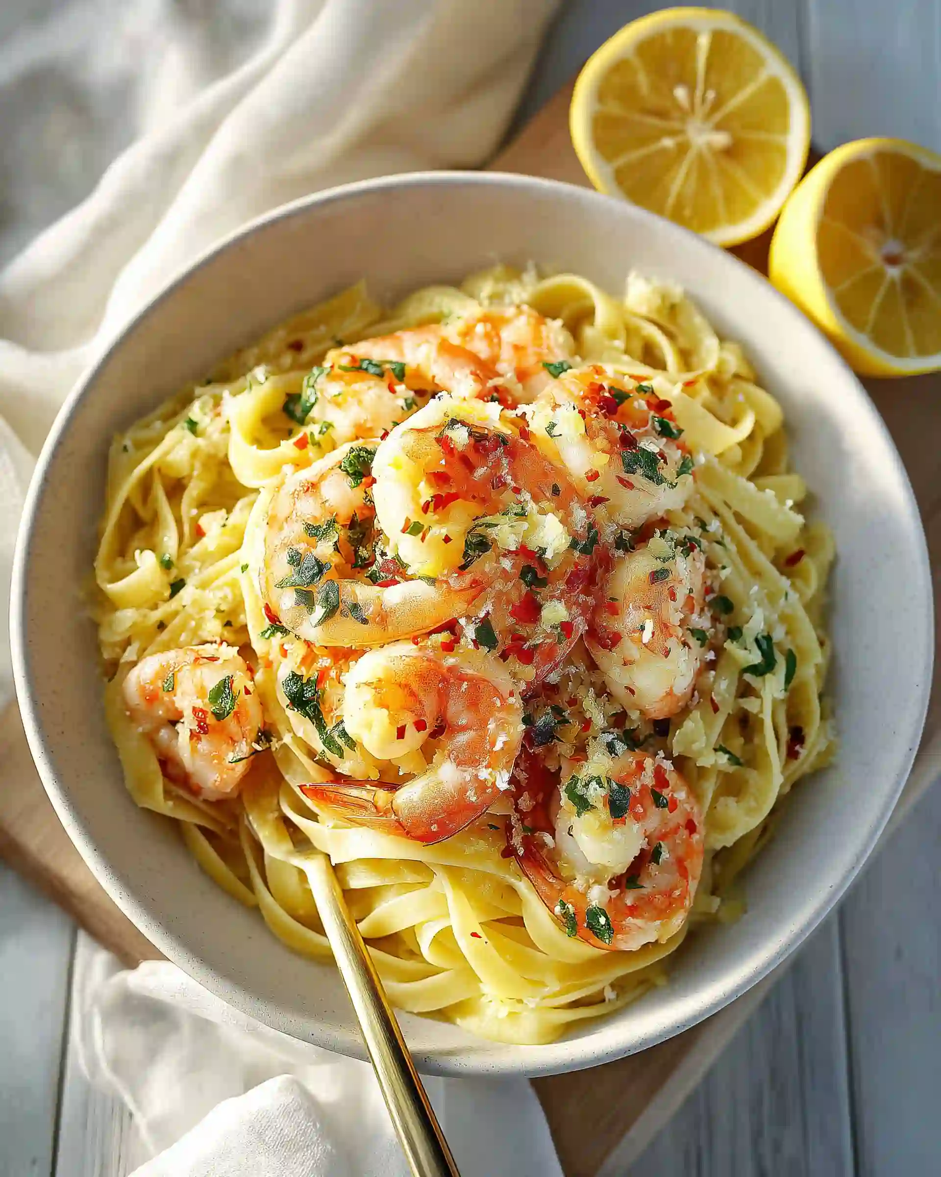 Lemon Garlic Shrimp Linguine Recipe