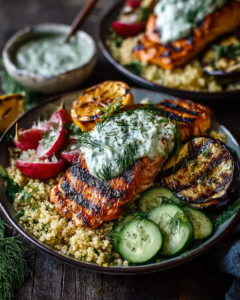 Mediterranean Grilled Salmon with Tzatziki