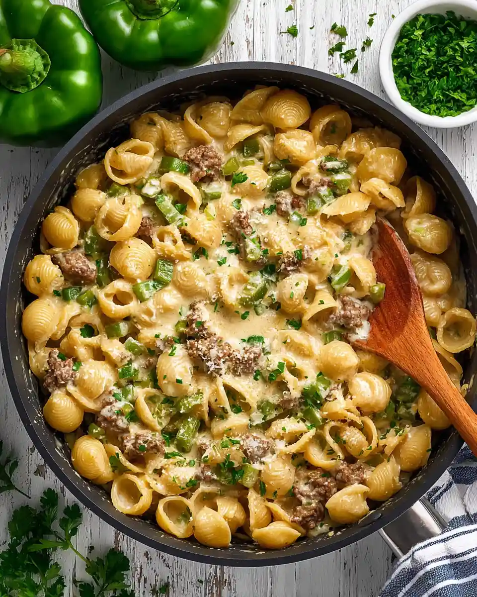 One-Pan Cheesesteak Pasta Bake