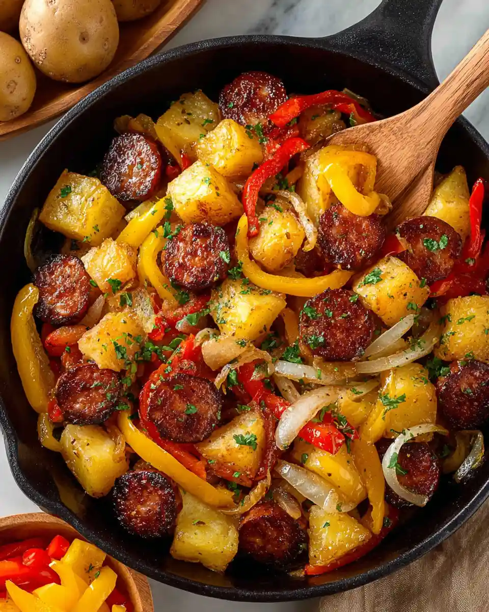 One-Pan Ranch Potato Skillet with Smoked Sausage & Peppers