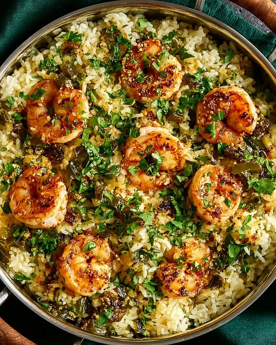 One-Pan Salsa Verde Shrimp & Rice