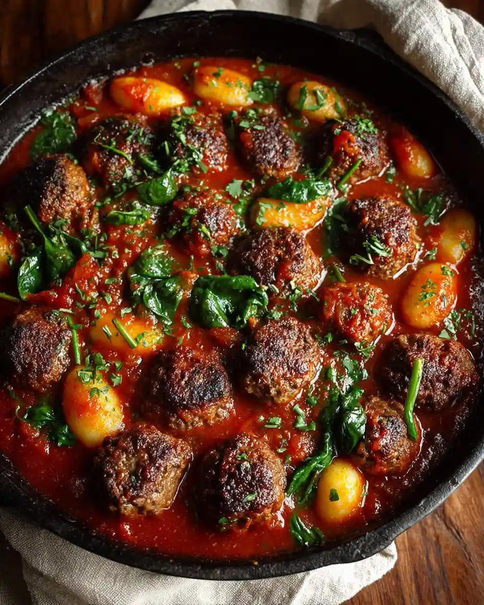 One Skillet Meatballs & Gnocchi