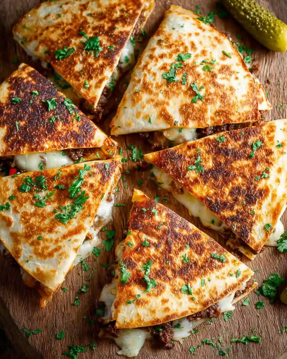 Philly Cheesesteak Quesadillas (Ground Beef & Provolone)