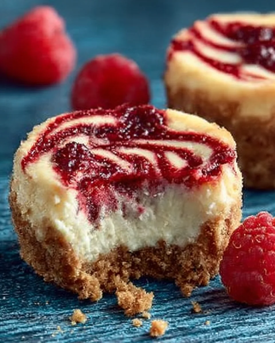 Raspberry Swirl Mini Cheesecakes