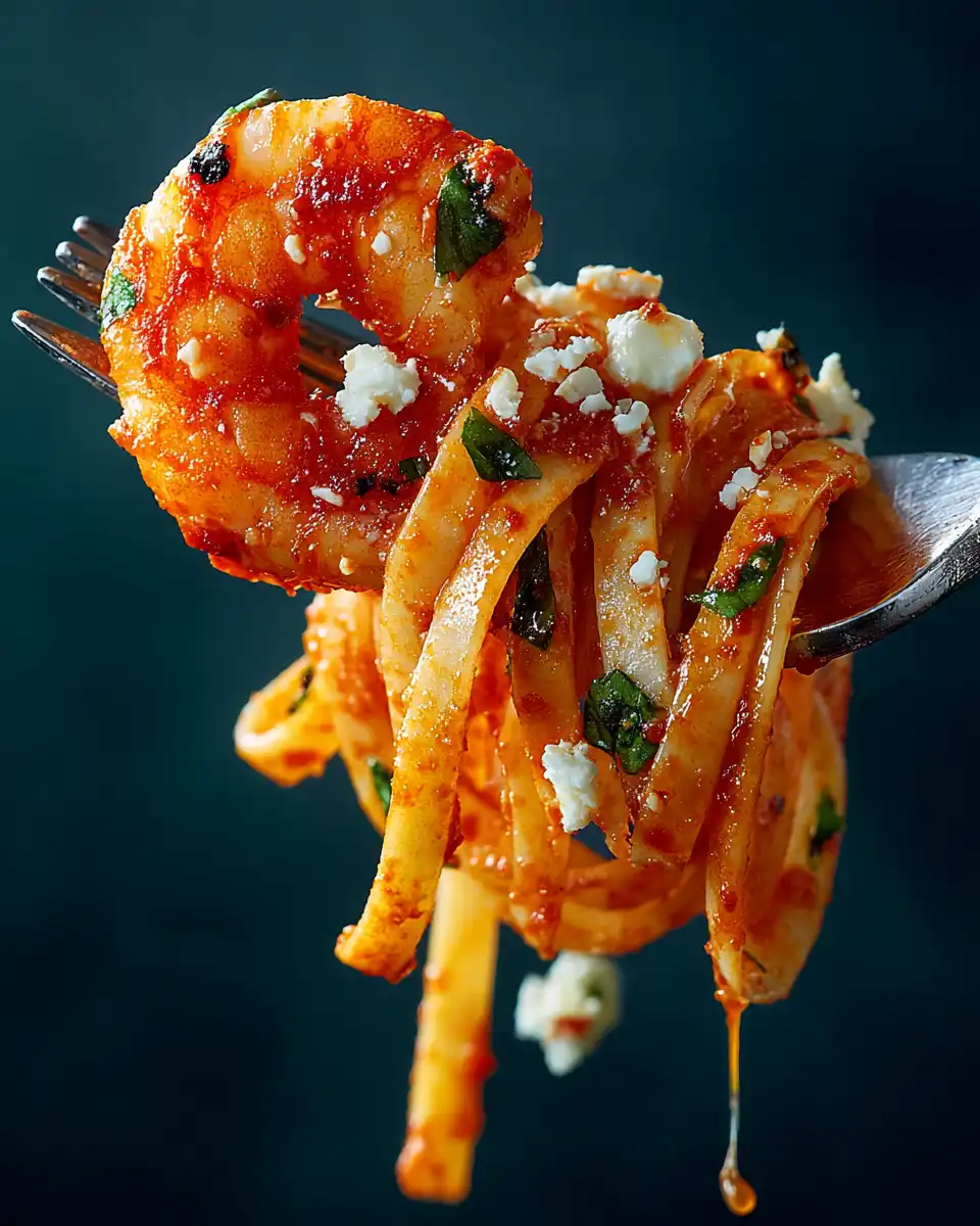 Roasted Red Pepper Shrimp Linguine