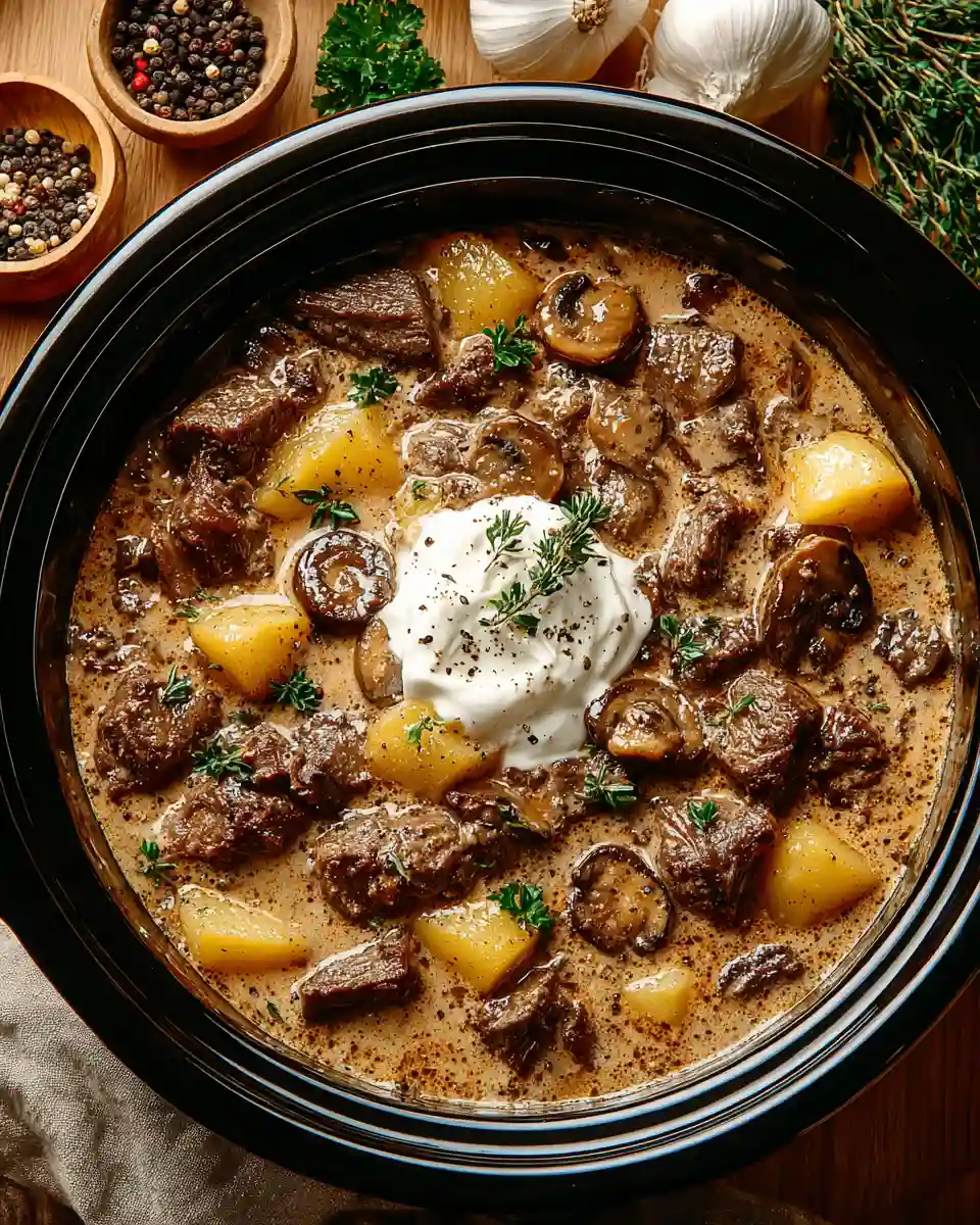 Slow Cooker Beef Stroganoff