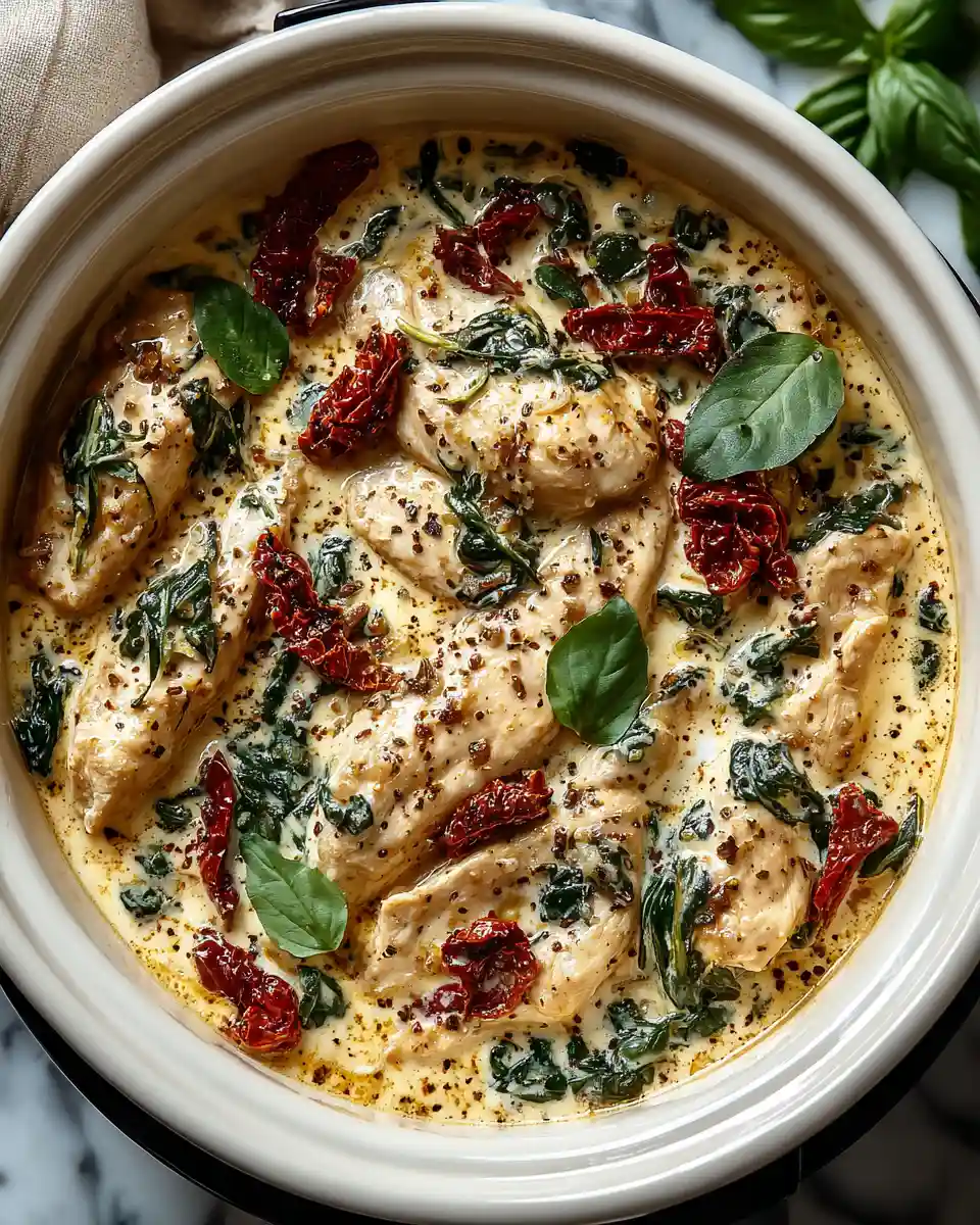 Slow Cooker Creamy Tuscan Chicken