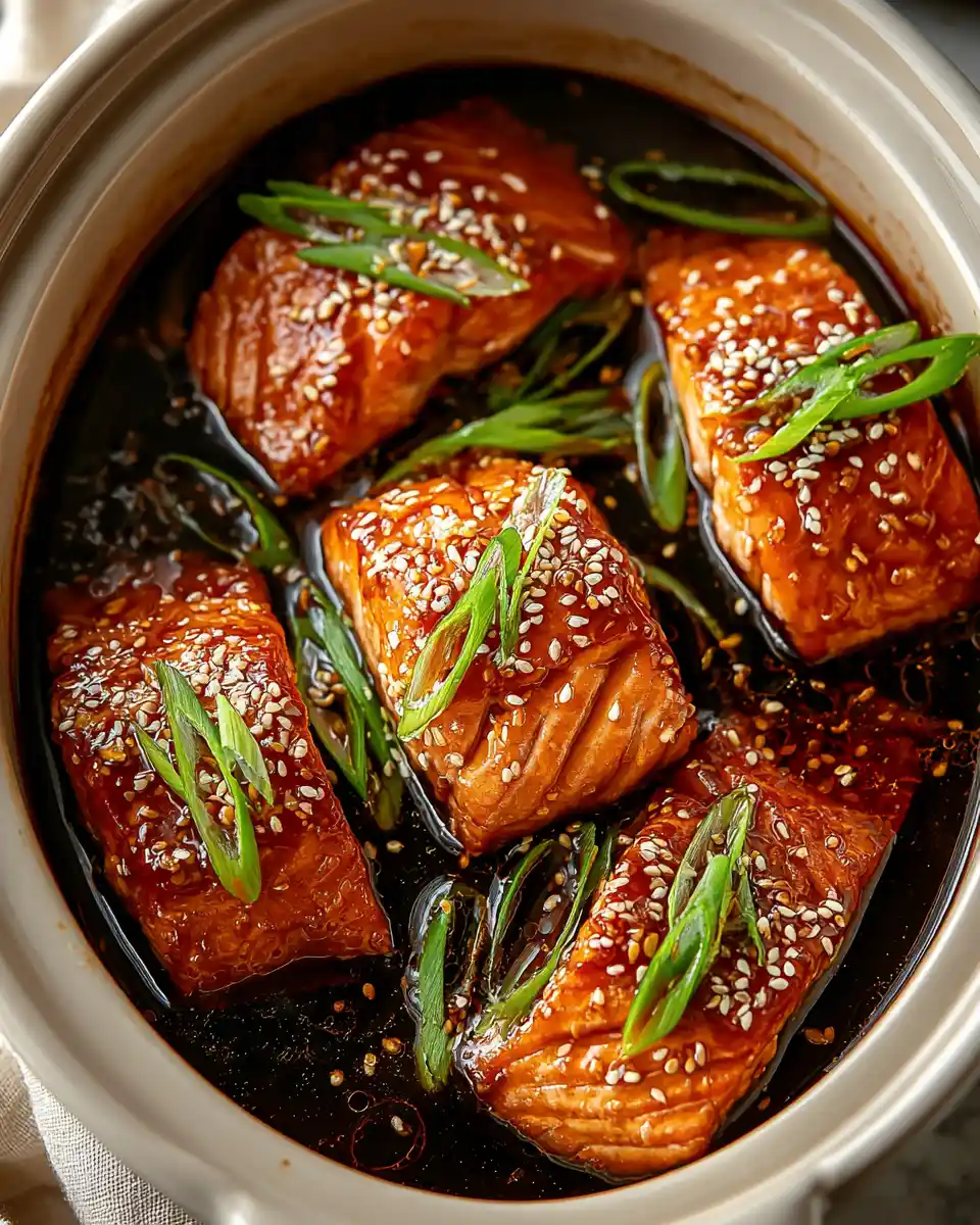 Slow Cooker Honey Garlic Glazed Salmon
