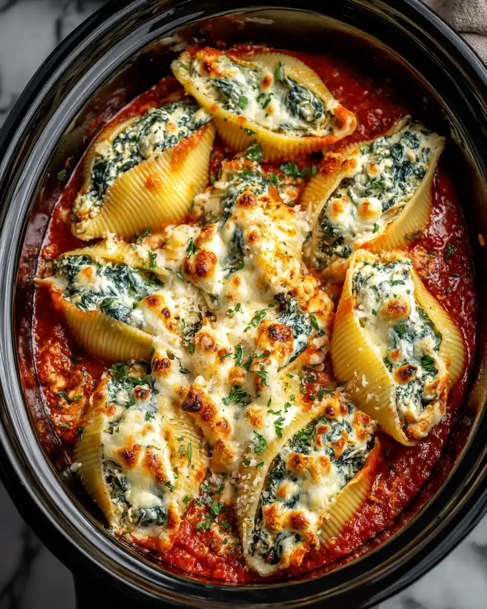 Slow Cooker Spinach and Ricotta Stuffed Shells