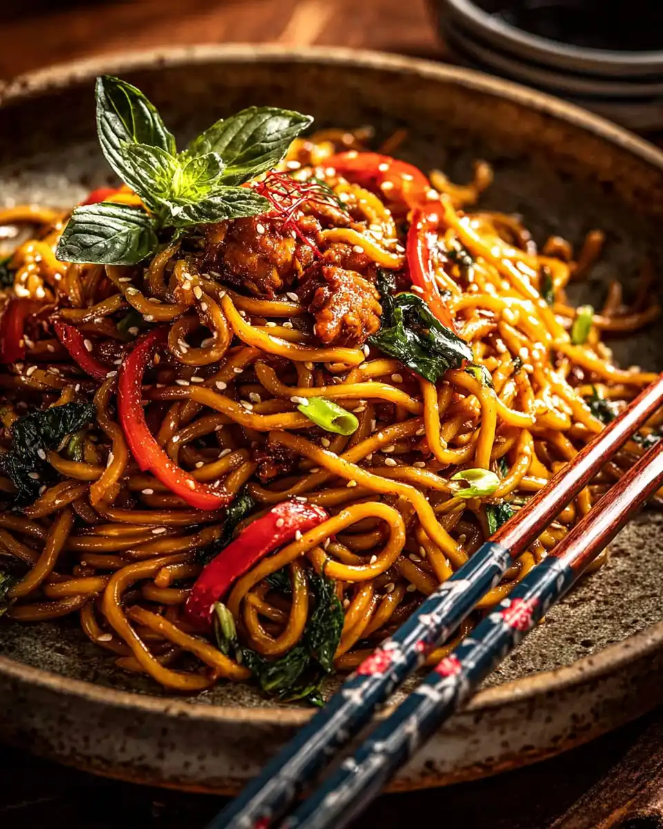 Spicy Chicken Lo Mein with Chili & Sesame