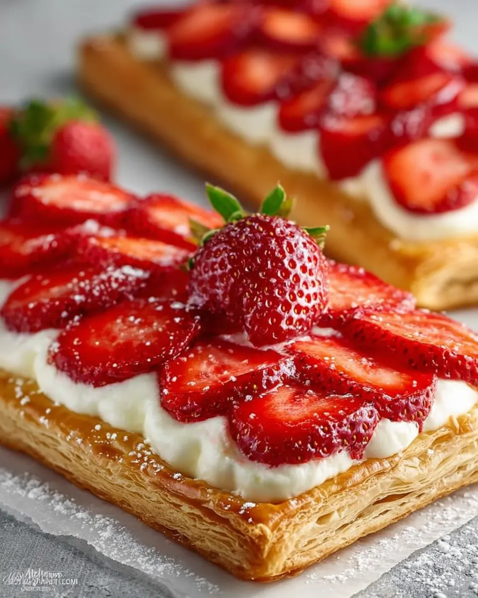 Strawberry Cream Puff Pastry Squares