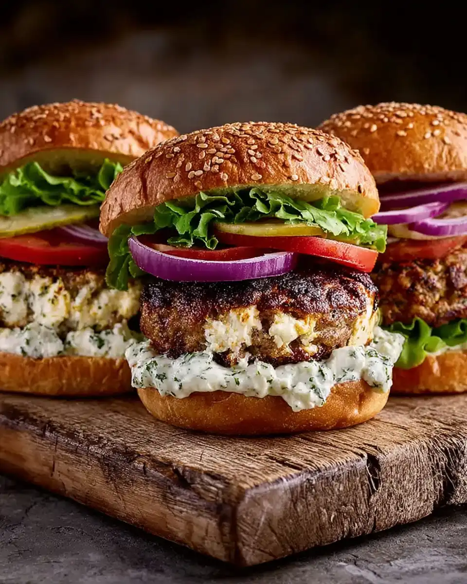 Ultra Juicy Turkey Burgers with Feta Inside