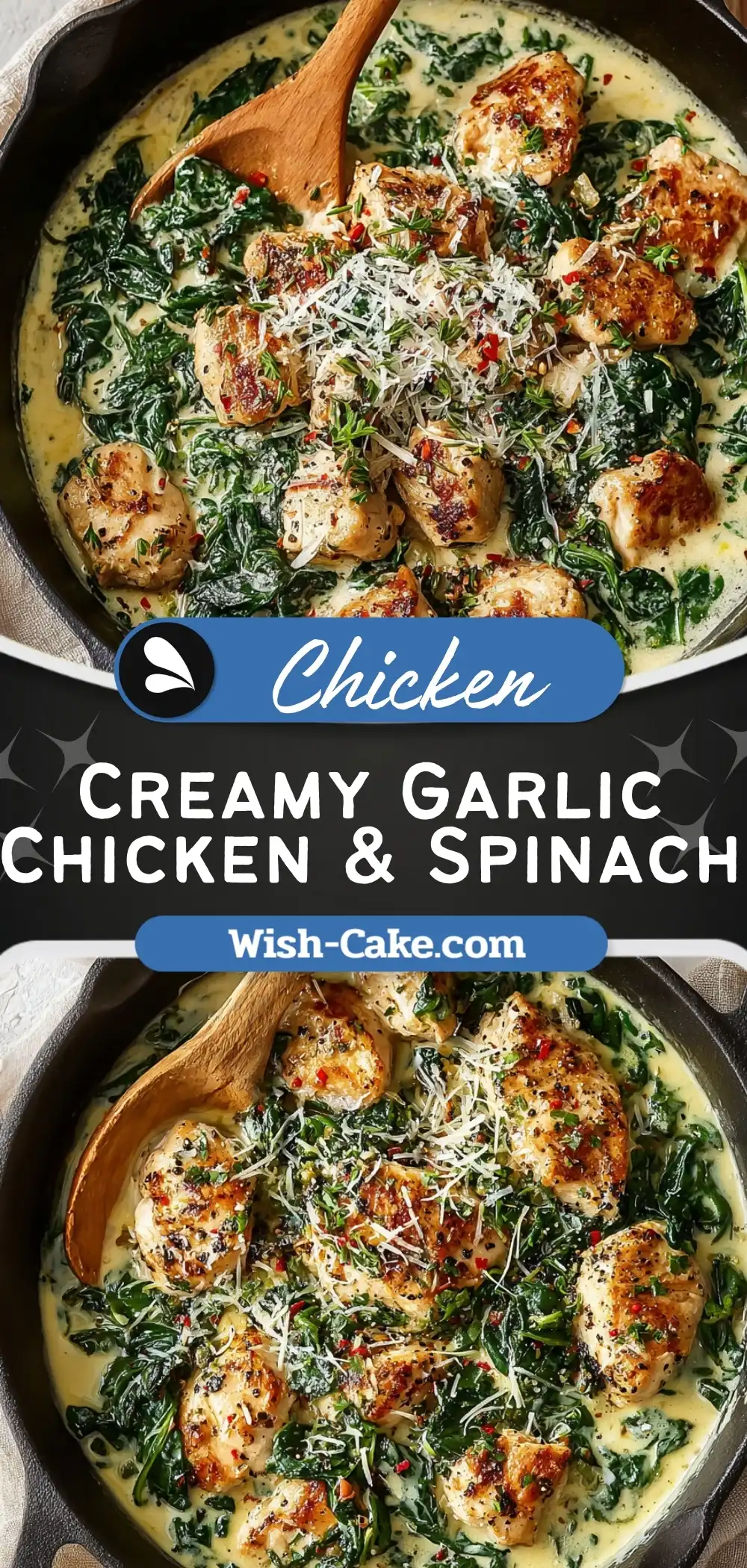 Creamy Garlic Chicken with Spinach Irresistible Skillet