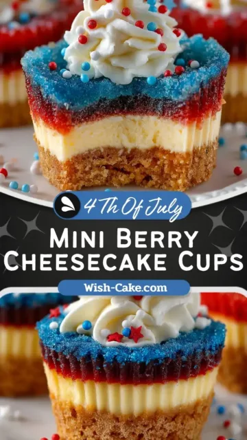 Mini Berry Red White and Blue Cheesecake Cups Delight