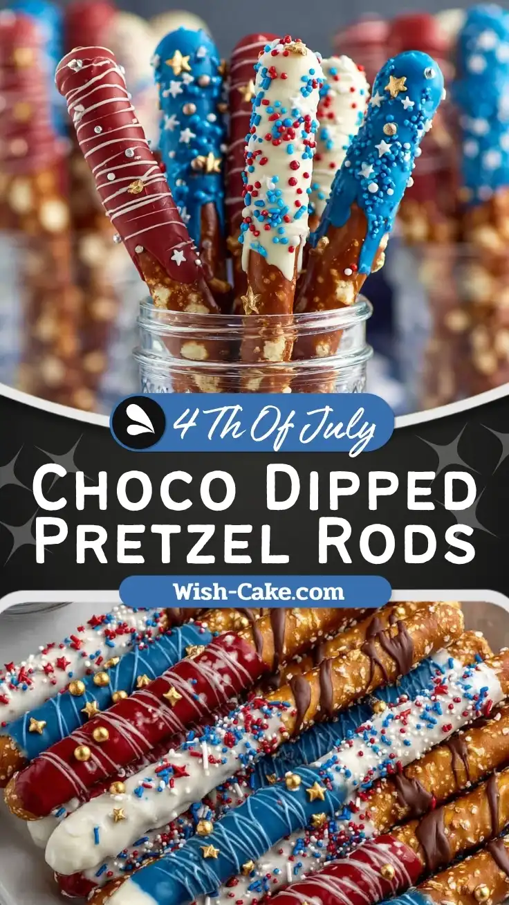 Patriotic Chocolate Dipped Pretzel Rods Irresistible Treat
