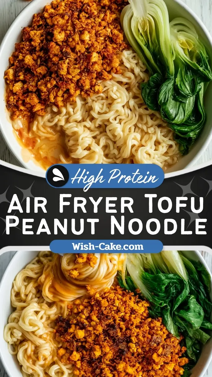 Crispy Air Fryer Tofu Peanut Noodle Bowl